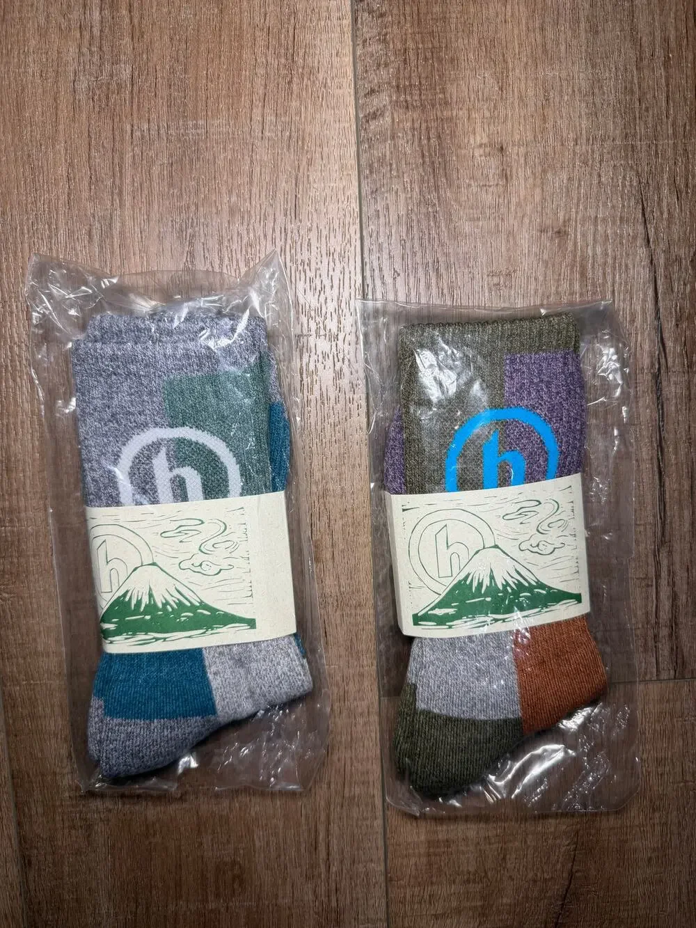 Hidden Patchwork Socks Olive Green 2-Pack Size OS New